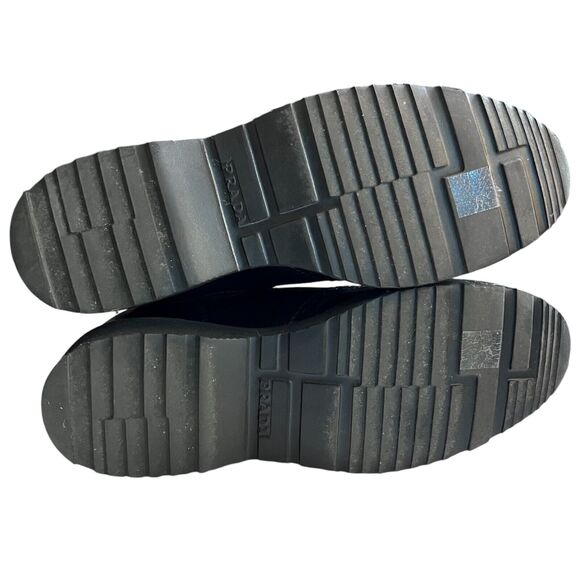 NWT Prada Size 8 Black Leather Chelsea Wingtip Chunky Boots EU 38.5 - Picture 6 of 7